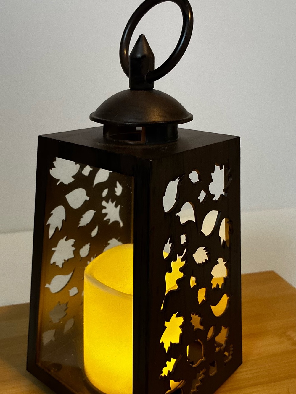 Brown Leaf Cutout Lantern